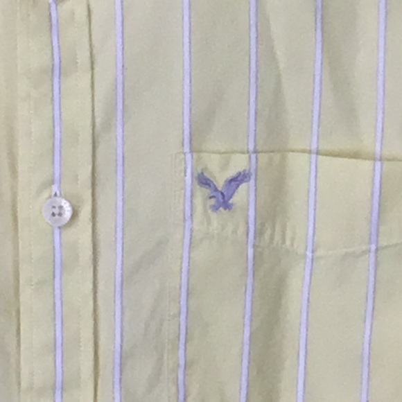 AEO button up shirt yellow/blue/white stripe - Picture 4 of 4